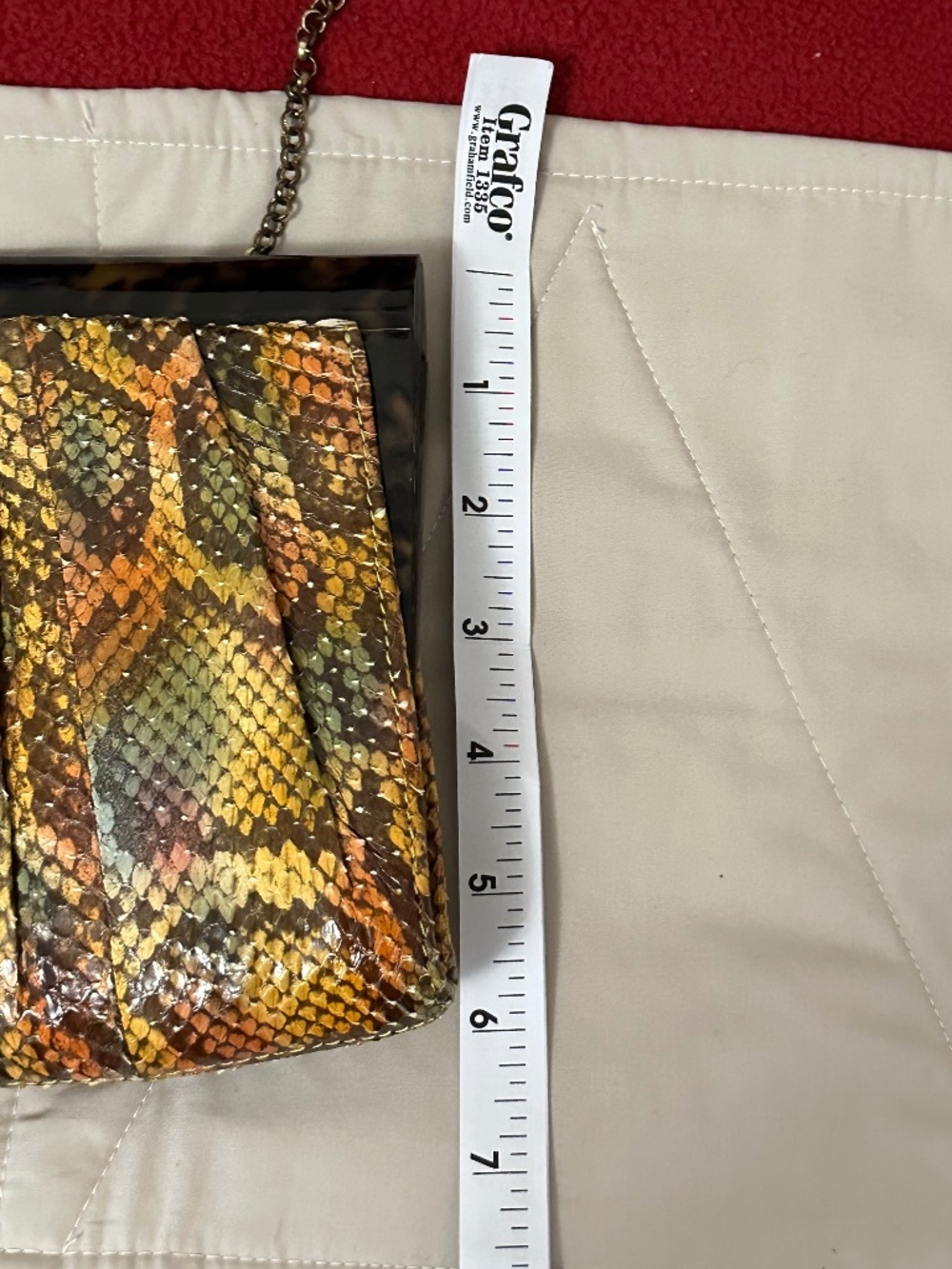 Kotur Multicolor Python Clutch Crossbody Tortoiseshell Frame Chain Bag Vintage - Picture 7 of 16